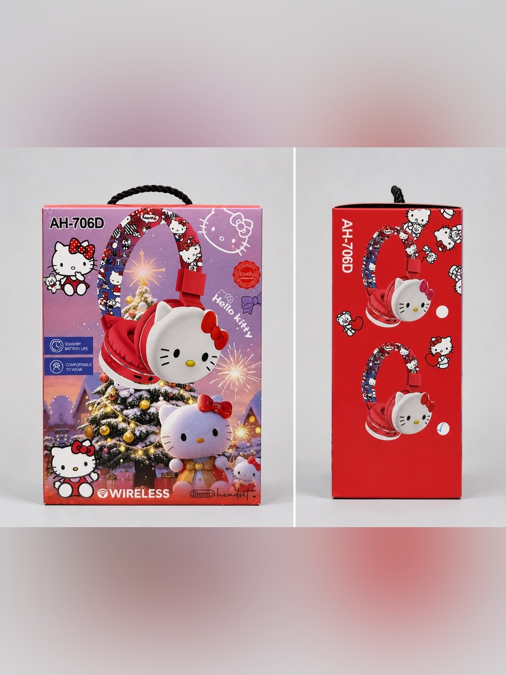 Hello Kitty Red Wireless Bluetooth Headphones AH-706D New In Box